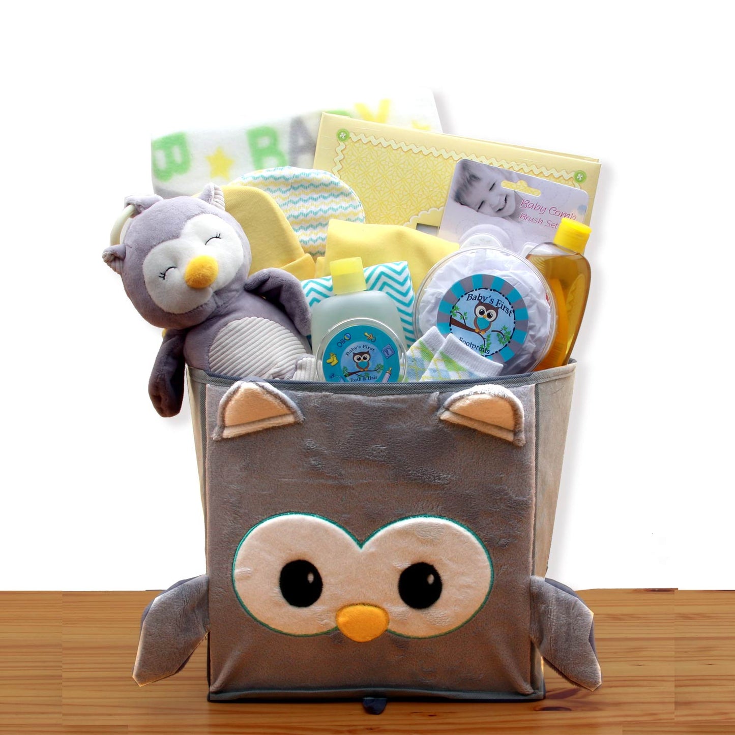 A Little Hoot New Baby Gift Basket- new baby gift basket - baby gift