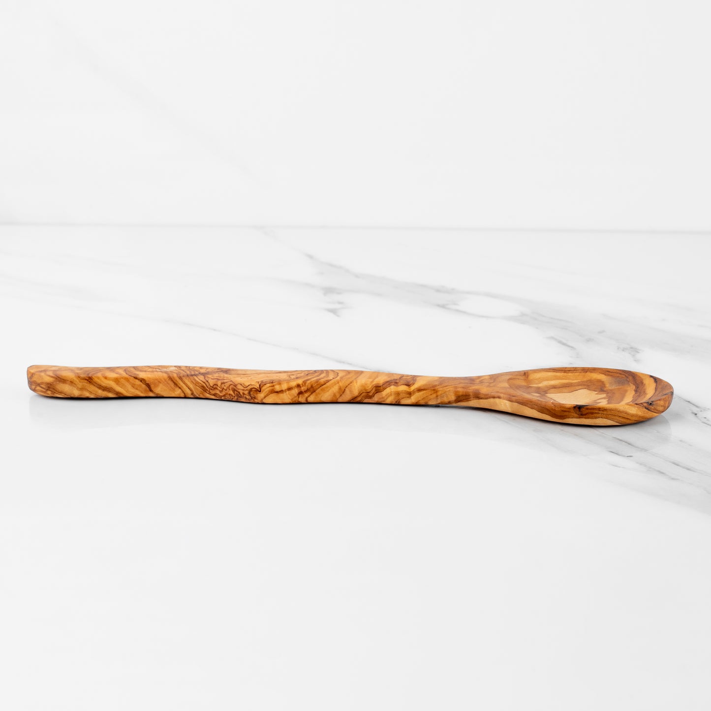 30cm (11.8") Olive Wood Cooking Spoon, Handmade with Curvy Handle