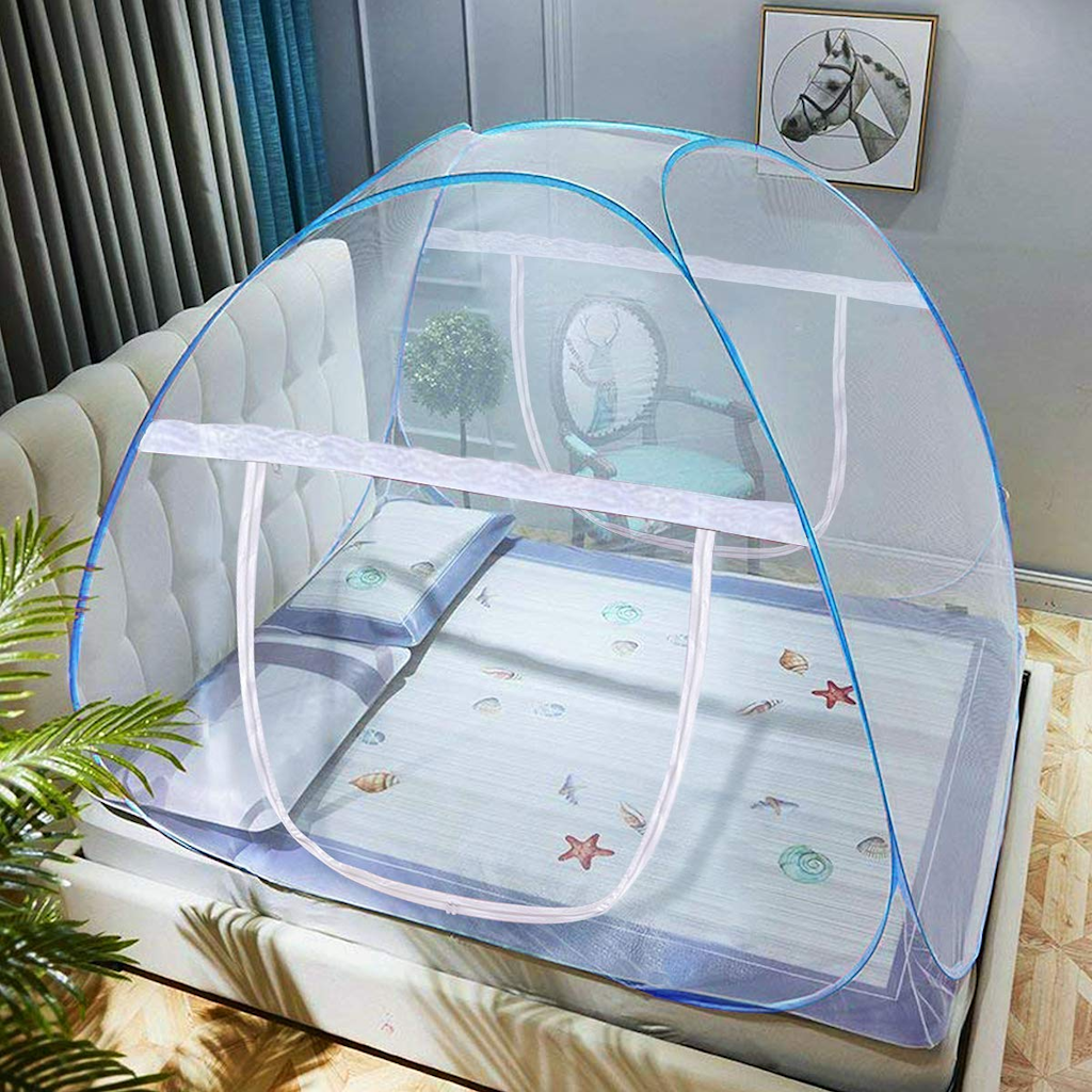 KUNKUN Foldable Mosquito Net for Single Bed Size 4X6 Feet Color Pink