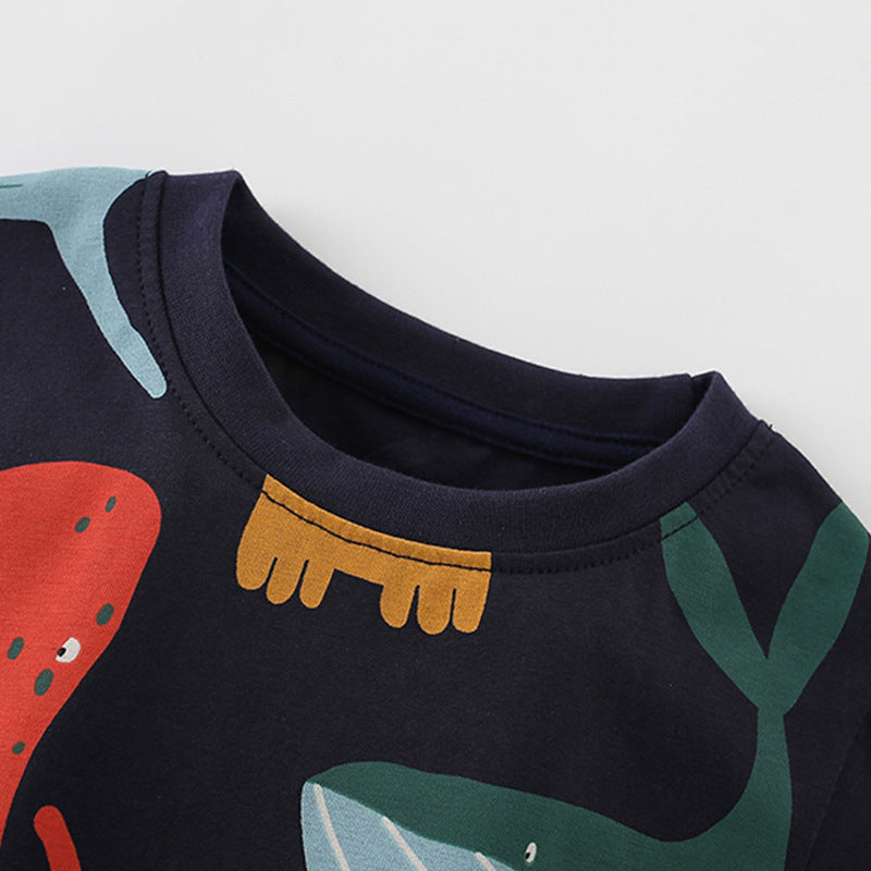 Summer Baby Kids Marine Animals Cartoon Pattern T-shirt and Shorts