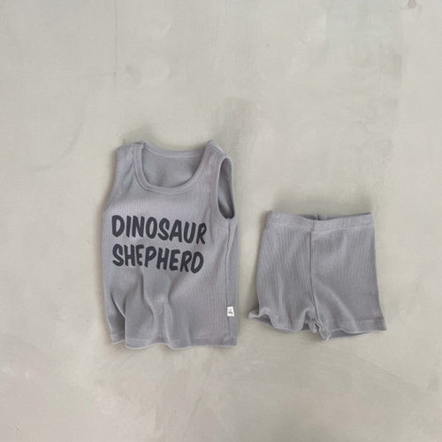 Summer Baby Kids Letters Pattern Sleeveless Vest and Plain Shorts