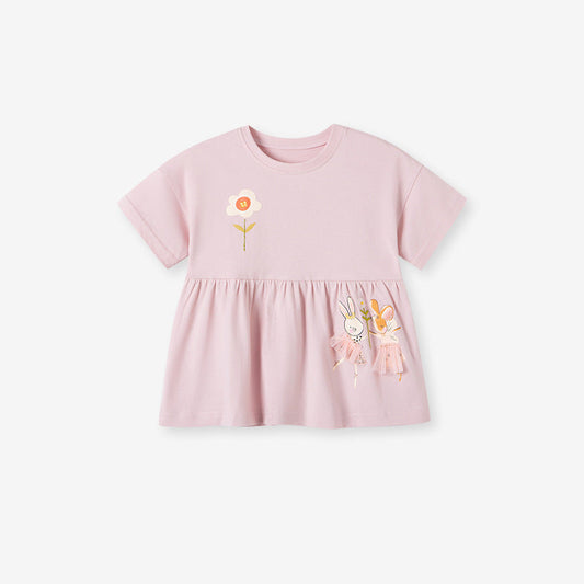 Summer Baby Kids Flowers Pattern Dress and Pants Clothing Set for