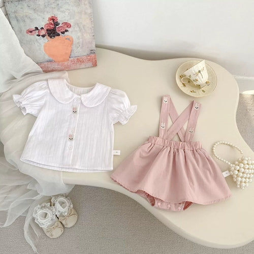 Summer Baby Kids Girls Rabbit Pattern Short Sleeves Top and Onesies
