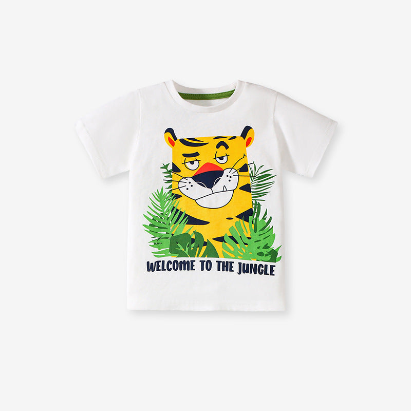 Summer Baby Kids Tiger Cartoon Pattern T-shirt and Shorts Clothing Set