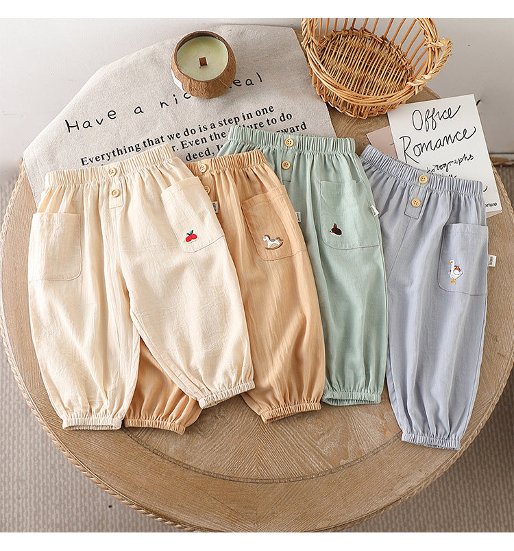 Children’s Summer Breathable Simple Logo Embroidered Pocketed Fashion