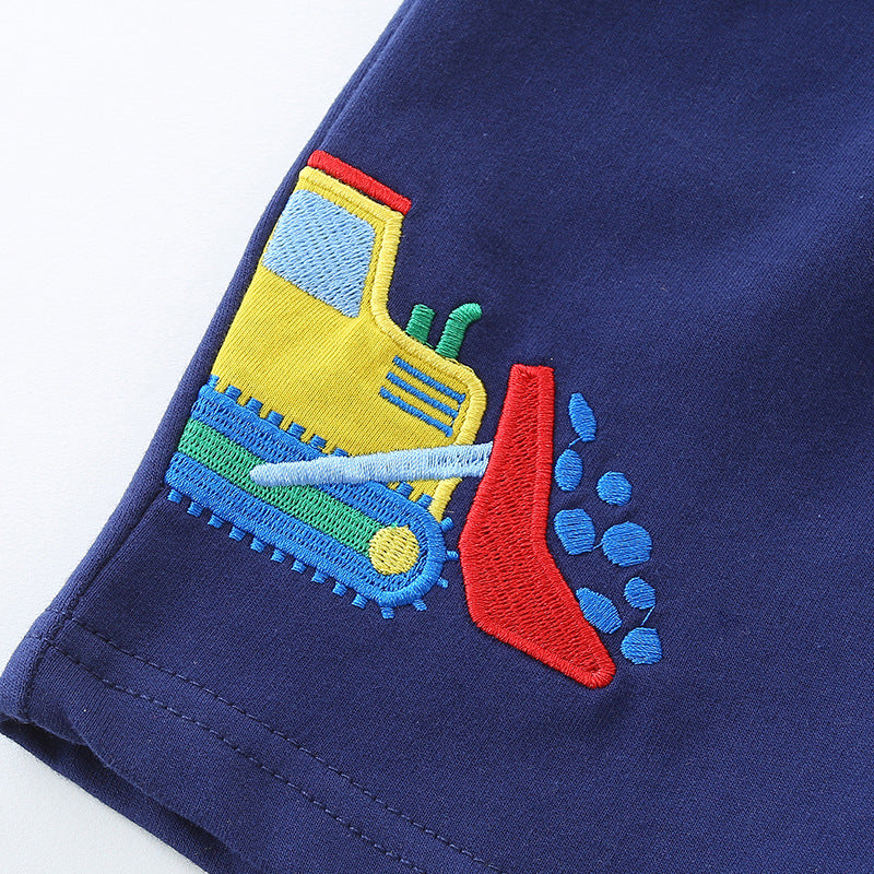 Summer Arrival Kids Boys Cotton Casual Style Cartoon Embroidered