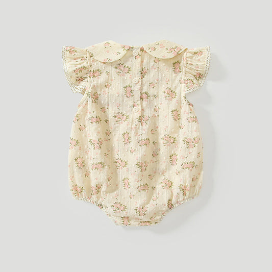 Summer Arrival Baby Girls Fly Sleeves Cute Floral Pattern Onesies