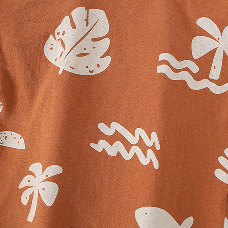 Summer Baby Kids Leaves Pattern T-shirt and Shorts Clothing Set for
