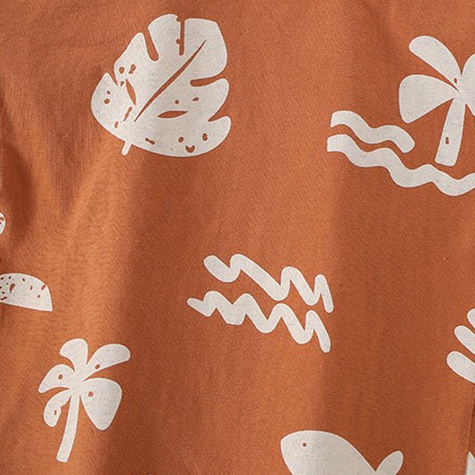 Summer Baby Kids Leaves Pattern T-shirt and Shorts Clothing Set for