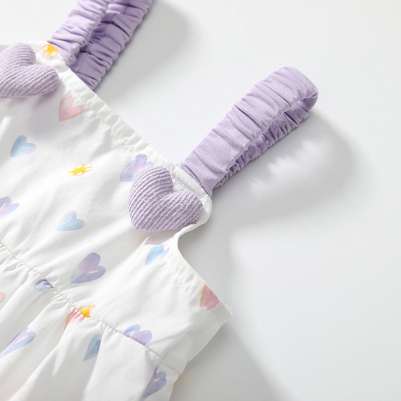 Summer Baby Kids Hearts Pattern Sleeveless Top Vest and Shorts