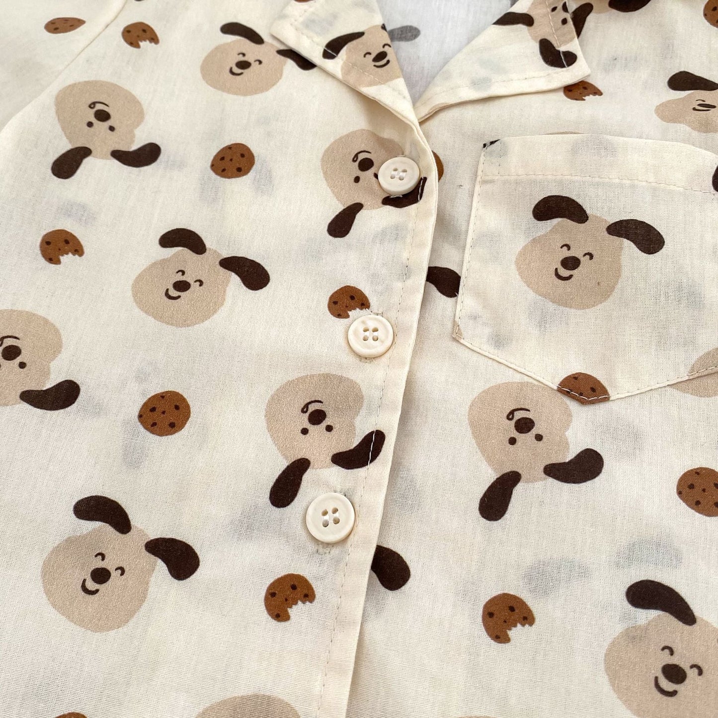 Summer Baby Kids Puppy Cartoon Pattern Single Breasted Shirt and Brown