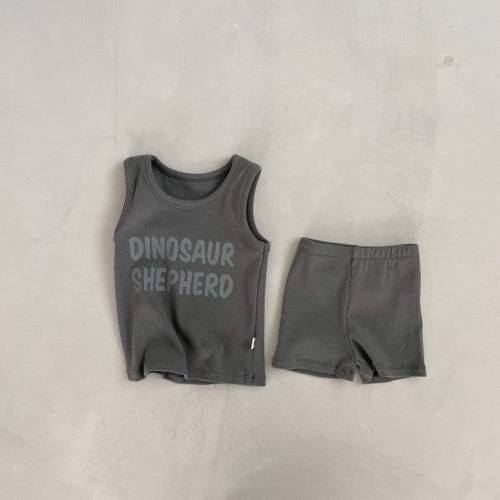 Summer Baby Kids Letters Pattern Sleeveless Vest and Plain Shorts