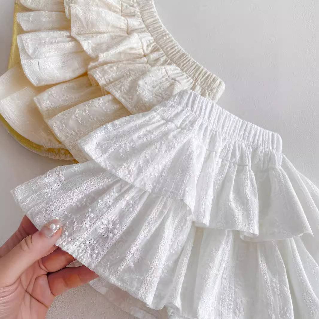 Summer Hot Selling Baby Girls Sleeveless Floral Embroidery Solid Color