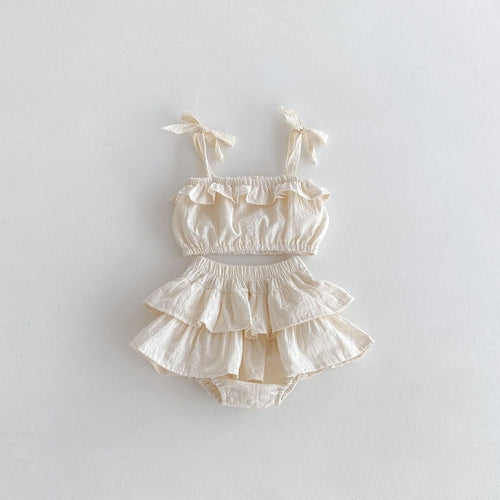 Summer Hot Selling Baby Girls Sleeveless Floral Embroidery Solid Color