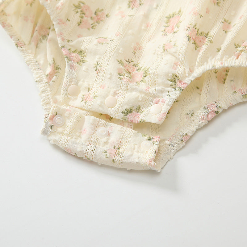 Summer Arrival Baby Girls Fly Sleeves Cute Floral Pattern Onesies