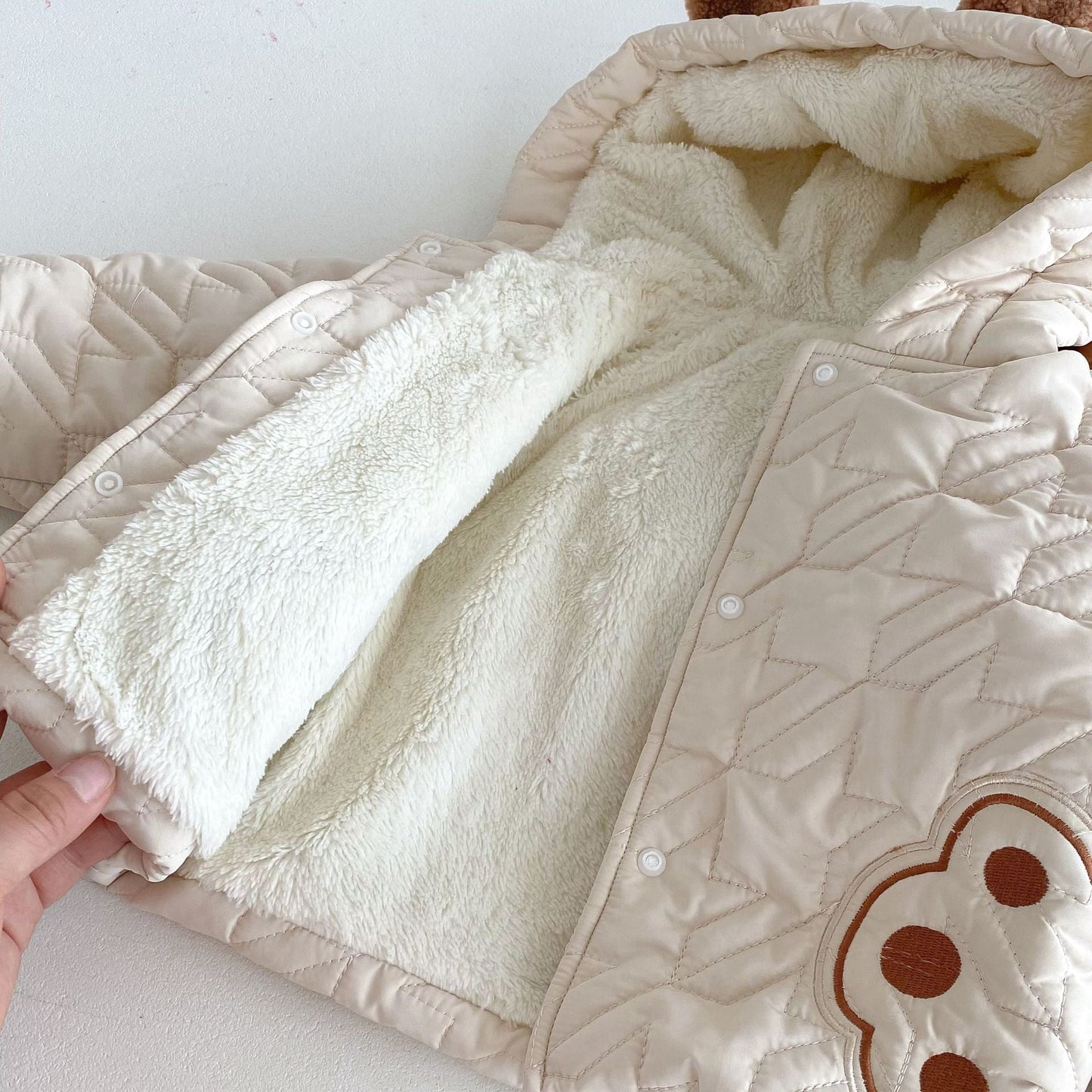 Winter Infant Baby Teddy Paws Pattern Long Sleeves Coat With Thick