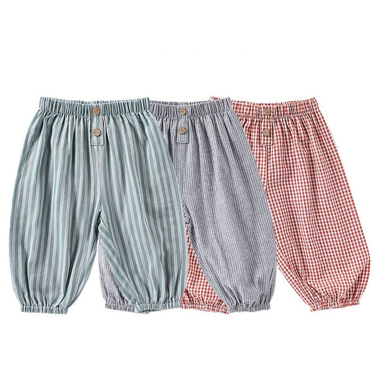 Children’s Summer Breathable Striped and Plaid Fashion Casual Pants –
