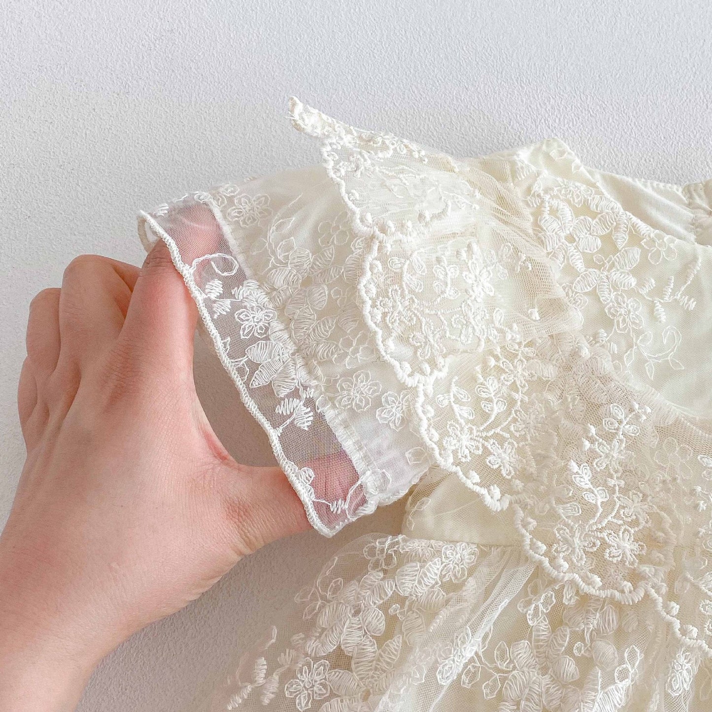 Summer Arrival Baby Girls Cute Solid Color Short Sleeves Floral Tulle