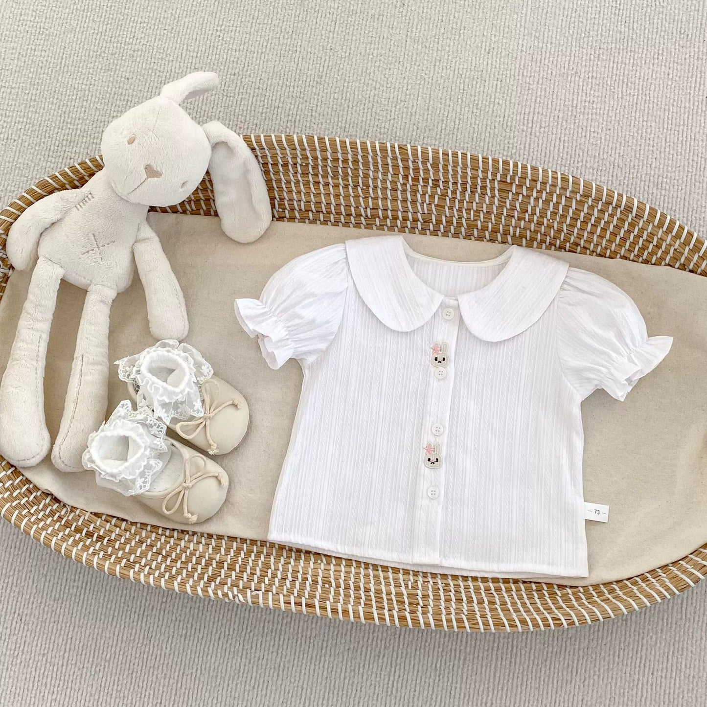 Summer Baby Kids Girls Rabbit Pattern Short Sleeves Top and Onesies