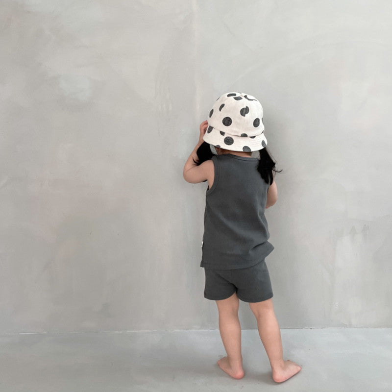 Summer Baby Kids Letters Pattern Sleeveless Vest and Plain Shorts
