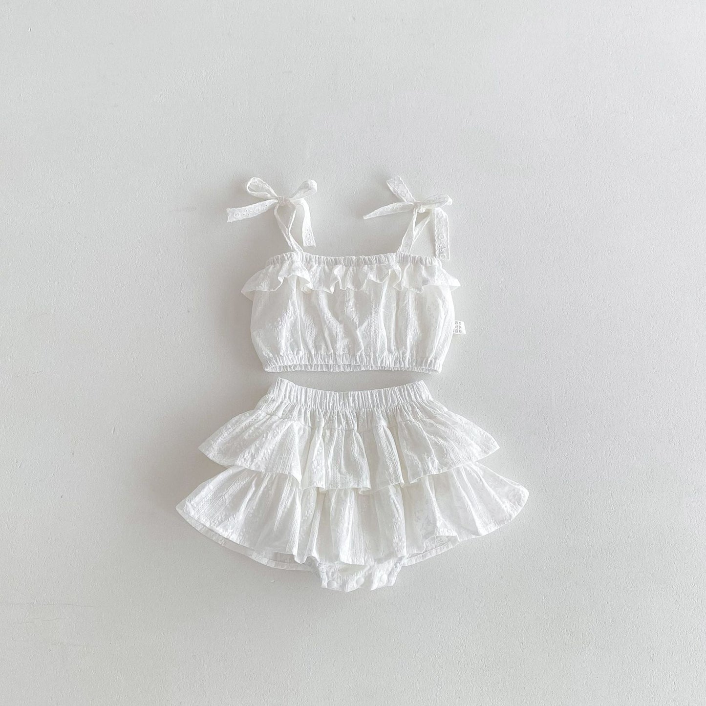 Summer Hot Selling Baby Girls Sleeveless Floral Embroidery Solid Color
