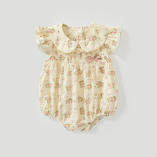 Summer Arrival Baby Girls Fly Sleeves Cute Floral Pattern Onesies