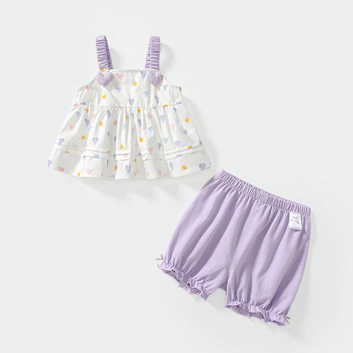 Summer Baby Kids Hearts Pattern Sleeveless Top Vest and Shorts