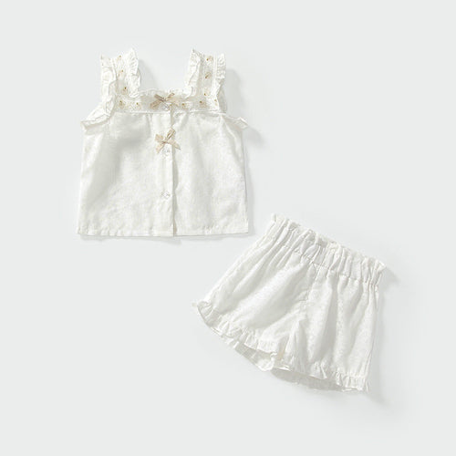 Summer Baby Kids Flowers Pattern Sleeveless Top Vest and Shorts