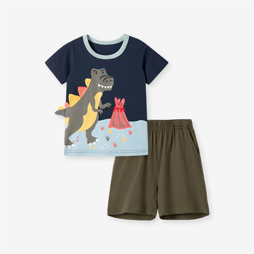 Summer Baby Kids Dinosaur Cartoon Pattern T-shirt and Shorts Clothing