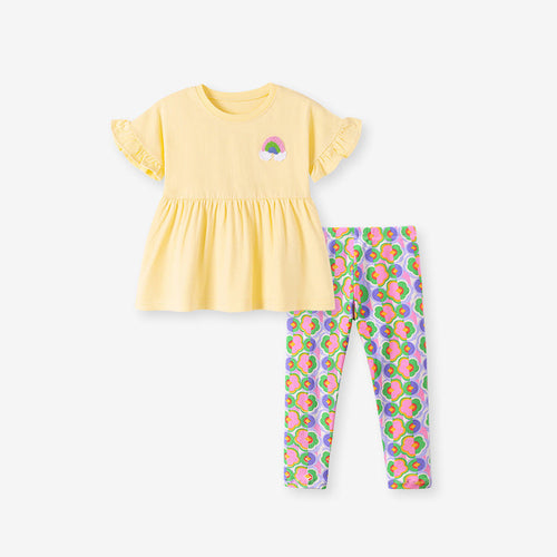 Summer Baby Kids Rainbow Pattern Dress and Color Patchwork Flowers