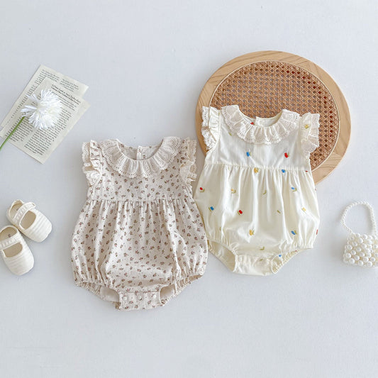 Hot Selling Summer Baby Kids Girls Floral Pattern Sleeveless Hollow