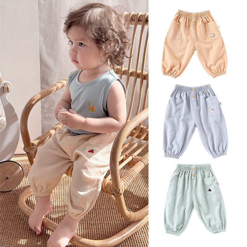 Children’s Summer Breathable Simple Logo Embroidered Pocketed Fashion