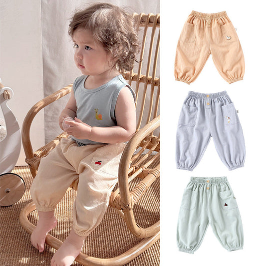 Children’s Summer Breathable Simple Logo Embroidered Pocketed Fashion